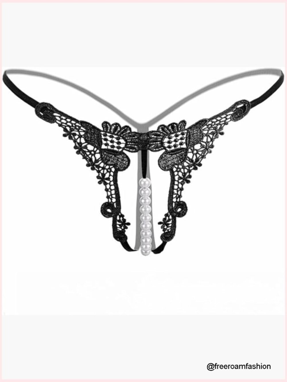 Pearl Lace Thong Underwear T-Back Low Waist Nylon Spandex